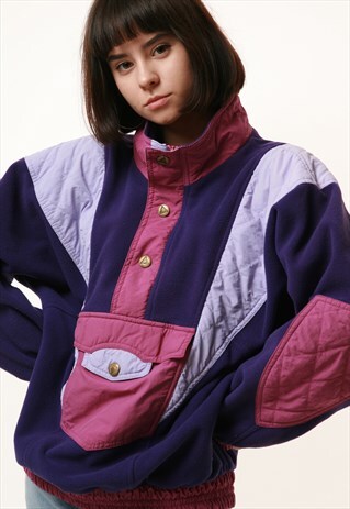 90S VINTAGE OLDSCHOOL SWEDEN 1/4 ZIP FLEECE ANORAK 15787
