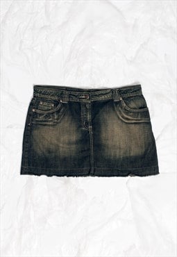 Vintage Y2K Denim Micro Skirt in Mudwash Grey