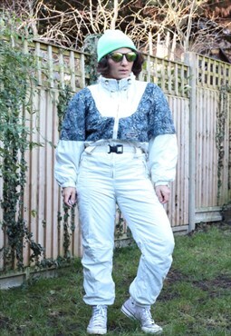 Vintage 1990s white printed skisuit
