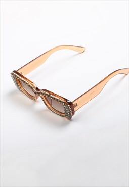 Diamond diva diamante embellished sunglasses - orange