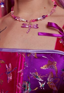 Handmade Festival Necklace in Pink/Purple y2k fairycore