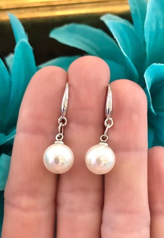 SILVER PLATED FAUX PEARL EARRINGS