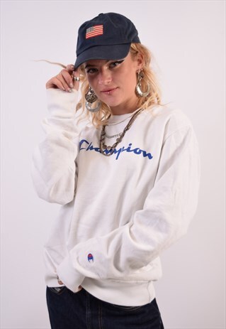 VINTAGE CHAMPION SWEATSHIRT JUMPER WHITE