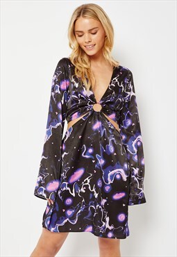 Skinnydip London Galaxy Print Mini Dress in Purple