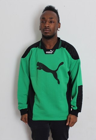 VINTAGE GREEN PUMA GOALKEEPERS FOOTBALL JERSEY MEDIUM