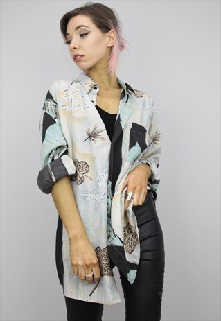 VINTAGE 80S/90S OVERSIZED PATTERNED SHIRT