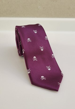 SKULL PATTERN TIE IN PURPLE COLOR