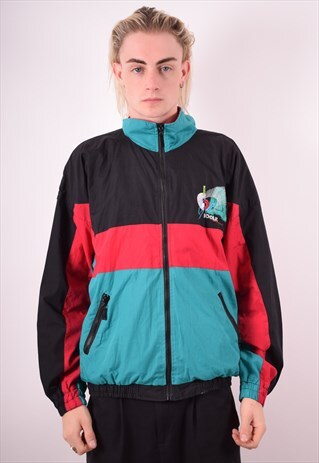 MENS VINTAGE TRACKSUIT TOP JACKET LARGE MULTI 90S