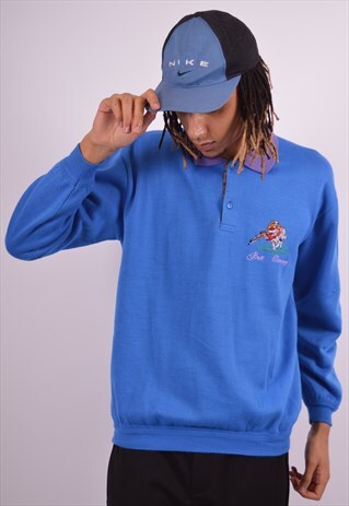 BEST COMPANY MENS VINTAGE SWEATSHIRT JUMPER LARGE BLUE 90S