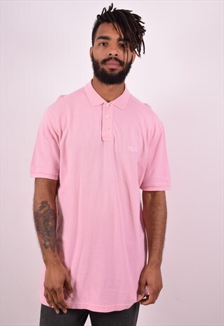 FILA MENS VINTAGE POLO SHIRT XL PINK 90S