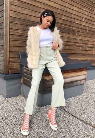 VINTAGE PALE GREEN TAILORED TROUSERS