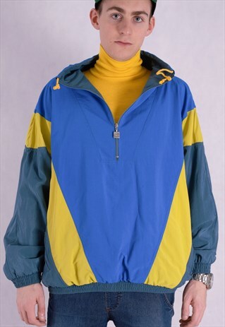 OLD SCHOOL VINTAGE 90S COLOR BLOCK SHELL JACKET