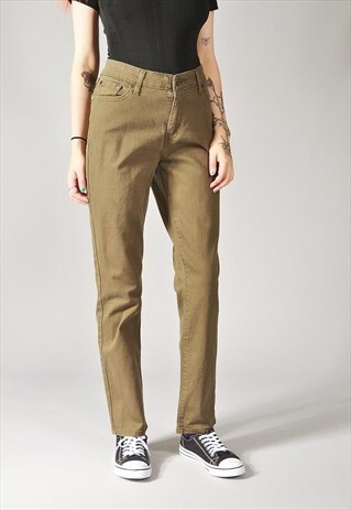 VINTAGE LEVI'S STRAIGHT LEG SKINNY JEANS OLIVE GREEN