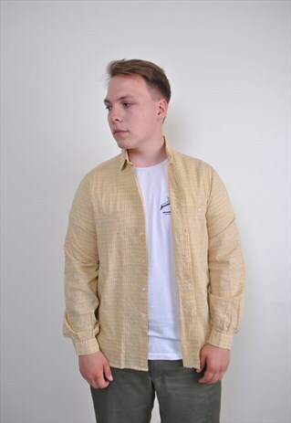 VINTAGE YELLOW HERITAGE WORKER SHIRT, SIZE L