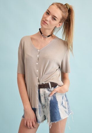 90'S RETRO NEUTRAL OVERSIZED MOMS BLOUSE TOP