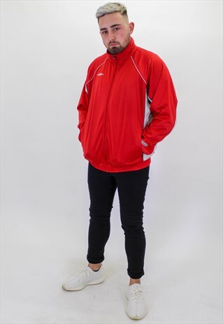 VINTAGE UMBRO SHELL JACKET IN RED MEDIUM