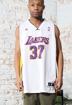 Vintage Adidas LA Lakers NBA Jersey Top White