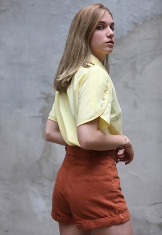 VINTAGE 90'S HIGH WAIST DENIM SHIRTS BRICK ORANGE