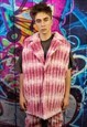 TIE-DYE FLEECE GILET HANDMADE SLEEVELESS HOODED VEST JACKET