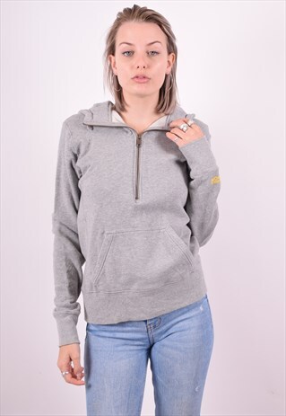 NIKE WOMENS VINTAGE HOODIE JUMPER LARGE GREY 90'S