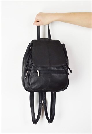 BLACK LEATHER BACKPACK BAG