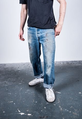 VINTAGE BLUE 501 LEVI'S PAINT JEANS