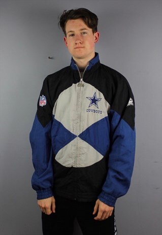 VINTAGE NFL PRO LINE COWBOYS WINDBREAKER IN BLUE WITH EMBROI