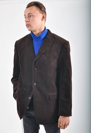 VINTAGE CORDUROY BLAZER JACKET IN DARK BROWN