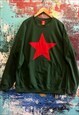 GREEN COTTON STAR JUMPER WITH FRONT POCKET