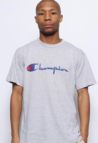 VINTAGE CHAMPION PRINT LOGO T-SHIRT GREY
