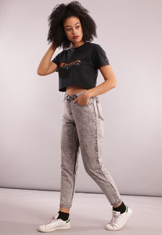 VINTAGE HIGH WAISTED ACID WASH MOM JEANS CS36