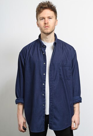 VINTAGE CORDUROY CORD SHIRT BLUE