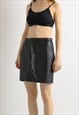 80s Vintage High Waist Leather Mini Skirt Small 7028