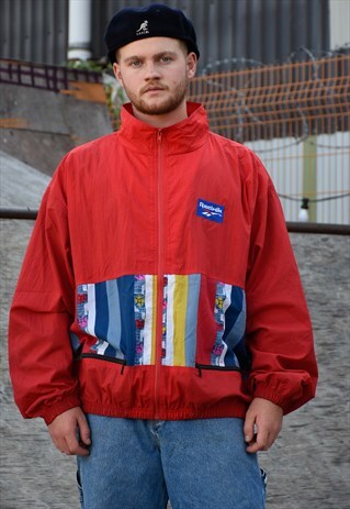 RED REEBOK GOLF 80S STYLE WINDBREAKER FESTIVAL JACKET