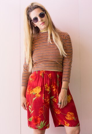 VINTAGE FLORAL HIGH WAISTED SHORTS