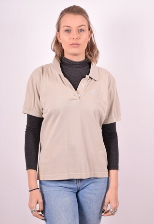 KAPPA WOMENS VINTAGE POLO SHIRT XL BEIGE 90S