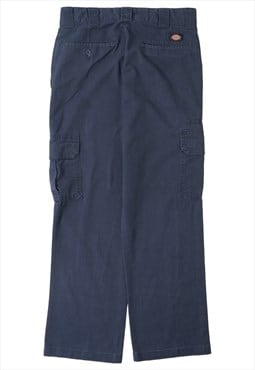 Vintage Dickies Workwear Navy Straight Cargo Trousers Mens