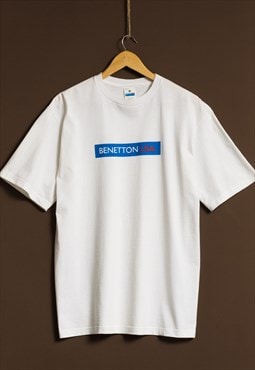 Vintage UNITED COLORS of BENETTON White Logo Tshirt 13625
