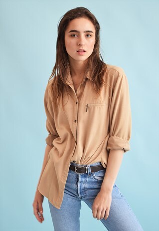 90'S RETRO SCANDI FAUX SUEDE OVERSIZED MOMS SHIRT TOP