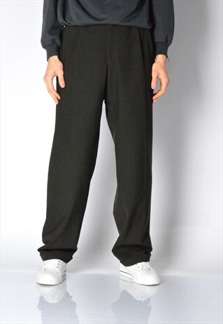 VINTAGE 90S KHAKI BROWN CHECK WOOL BLEND PANTS