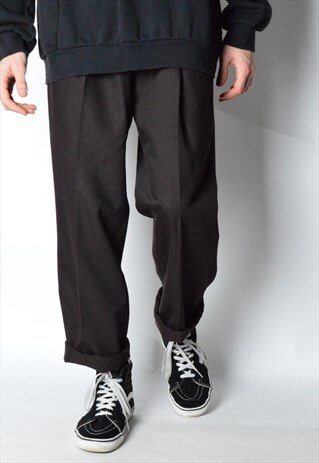 VINTAGE 80S BURGUNDY BROWN WOOL BLEND PANTS