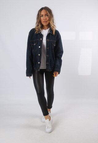DENIM JACKET OVERSIZED FITTED JOHN BANER VINTAGE UK 14 (GG2I