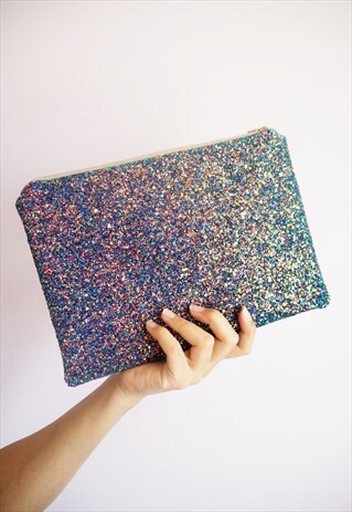 DARK PURPLE GLITTER CLUTCH BAG