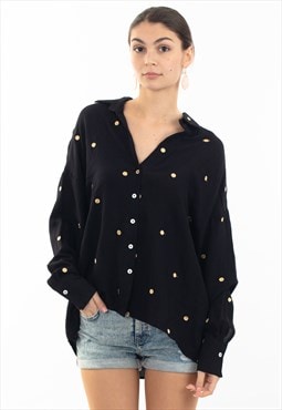 Gold Polka Dots Embroidered Shirt in Soft cotton fabric 