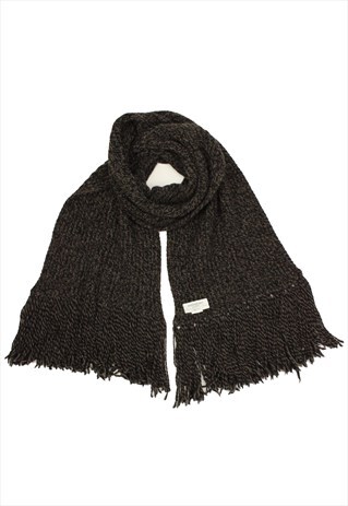 YVES SAINT LAURENT WOOL BRAIDED MAXI SCARF BLACK/BROWN