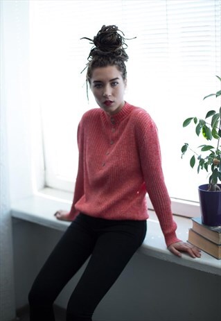 VINTAGE 90'S RED RIBBED JUMPER