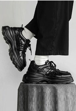 Utility sneakers platform punk shoes grunge trainers black