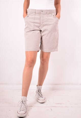 LEE WOMENS VINTAGE SHORTS W34 GREY STRIPES 90S