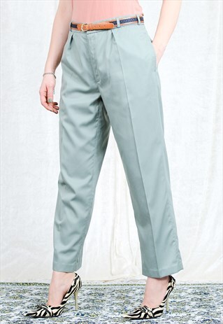 PISTACHIO PANTS W33 L27 MENSWEAR VINTAGE GREEN PLEATED