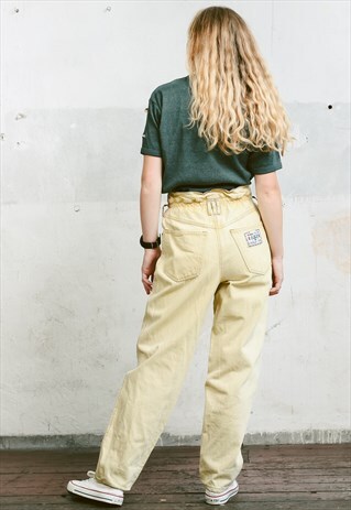 VINTAGE 80S YELLOW BAGGY HIGH WAIST JEANS